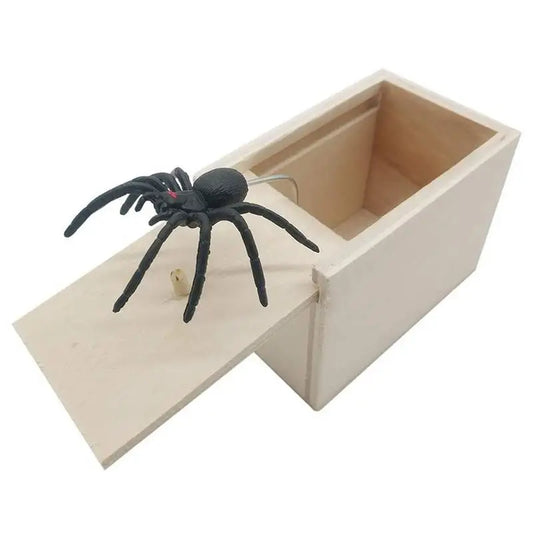 Funny Scare Wooden Box Prank Spider Hiddens In Case Interesting Halloween Play Trick Joke Props For Making Gift Surprising